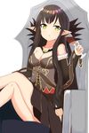  bare_shoulders black_hair blush fate/apocrypha gothic green_eyes long_hair pointy_ears red_assassin smile 
