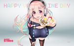  cleavage sonico super_sonico thighhighs tsuji_santa valentine wallpaper 