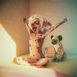  3d_(artwork) anthro canine chinese_crested_dog claws digital_media_(artwork) digitigrade dog eyes_closed female hindpaw jinjing-yu mammal multi_nipple nipples nude open_mouth paws photorealism plushie sharp_teeth solo stretching tchaikovsky2 teeth toe_claws yawn 