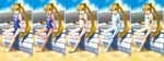  akita_neru arm_support barefoot bikini blonde_hair blush bodysuit caffein cameltoe cellphone censored covered_navel day feet groin highres long_hair long_image looking_at_viewer lowleg lowleg_bikini name_tag navel nipple_censor novelty_censor nude one-piece_swimsuit open_mouth phone sandals school_swimsuit shiny shiny_skin side_ponytail sitting stone_wall striped striped_bikini striped_swimsuit swimsuit tan variations vocaloid wall wide_image yellow_eyes 