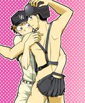  2boys abe_takaya baseball_cap baseball_glove baseball_mitt baseball_uniform bottomless hat helmet male male_focus mihashi_ren multiple_boys ookiku_furikabutte sportswear 