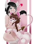  2017 anthro balljointdoll blush breasts butt digital_media_(artwork) doll duo female fur hair hug mammal mouse nude octaviados open_mouth parent rodent simple_background slightly_chubby smile standing thick_thighs young 