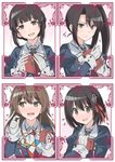  :d ashigara_(kantai_collection) asymmetrical_bangs badge bangs black_hair blunt_bangs blush bolo_tie box brown_hair embarrassed eyebrows_visible_through_hair flying_sweatdrops full-face_blush gift gift_box gloves haguro_(kantai_collection) hair_ornament hair_ribbon hairclip halftone halftone_background hand_up head_tilt highlights highres holding holding_box juliet_sleeves kantai_collection long_hair long_sleeves looking_at_viewer looking_away looking_to_the_side multicolored_hair multicolored_neckwear multiple_girls myoukou_(kantai_collection) nachi_(kantai_collection) open_mouth ototsu_kei puffy_sleeves raised_eyebrows red_ribbon remodel_(kantai_collection) ribbon round_teeth short_hair side_ponytail sleeve_cuffs smile tareme teeth tsurime two-handed upper_body valentine very_long_hair white_gloves 