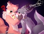  &lt;3 anthro bell blush canine cute female fox hair holidays iradeon kemono love male mammal nia_(senz) scarf sean_(senz) senz tongue valentine&#039;s_day 