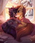  2018 brown_eyes brown_hair cutie_mark detailed_background digital_media_(artwork) duo equine fan_character female feral hair hooves male mammal my_little_pony purple_hair smile tomatocoup 