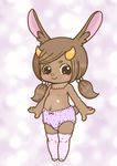  1girl artist_request brown_eyes brown_hair furry panties rabbit short_hair solo stocking 