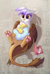  2018 4_toes avian beak card digital_media_(artwork) english_text friendship_is_magic gilda_(mlp) gryphon holidays lying my_little_pony on_back paws solo tears text toes tomatocoup valentine&#039;s_day 