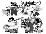  2018 amphibian anthro bent_over big_muscles bone boo bowser bulge butt canine chain_chomp clothed clothing collar erection facial_hair fully_clothed galgard goomba hand_on_head hat human humanoid_penis male male/male mammal mario mario_bros monochrome musclegut muscular muscular_male mustache nintendo penis sitting size_difference skeleton slightly_chubby tanuki tanuki_mario thong thwomp toad vest video_games 