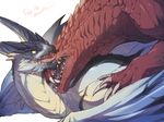  alasurth ambiguous_gender capcom claws close-up cuddling dragon_shippo drooling fangs feral feral_on_feral horn legiana long_neck monster_hunter monster_hunter_world nude oddly_cute odogaron open_mouth saliva sharp_claws sharp_teeth simple_background teeth toe_claws tongue tongue_out video_games white_background wings yellow_eyes 