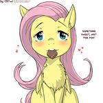  &lt;3 2018 blush candy chest_tuft chocolate cold-blooded-twilight dialogue english_text equine feathered_wings feathers female feral fluttershy_(mlp) food friendship_is_magic hair hi_res long_hair looking_at_viewer mammal my_little_pony pegasus pink_hair simple_background solo teal_eyes text tuft white_background wings 