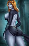  1girl ass back_cutout blue_skin breasts butt_crack flowerxl huge_ass large_breasts looking_at_viewer looking_back midna midna_(true) monster_girl nintendo no_underwear red_eyes revealing_clothes see-through sideboob the_legend_of_zelda the_legend_of_zelda:_twilight_princess thick_thighs thighs wide_hips 