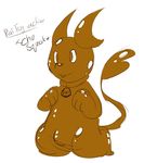  2018 3_fingers anthro brown_eyes bulge collar cometchu digital_drawing_(artwork) digital_media_(artwork) drone english_text hi_res kneeling male mammal nintendo nude open_mouth pok&eacute;mon pok&eacute;mon_(species) raichu rodent rubber shiny simple_background smile solo text video_games white_background 