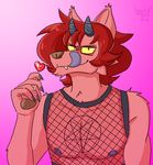  doopcity fishnet furry_satan holidays horn pentagram pink_background simple_background tongue valentine&#039;s_day yellow_sclera 