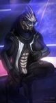  2017 abs alien bar clothing garrus_vakarian jacket looking_at_viewer male mass_effect mass_effect_3 muscular muscular_male nightclub open_jacket open_pants pants presenting solo todex turian video_games 