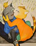  blush cat clothing feline kissing kuehiko_roshihara male male/male mammal tapio_chatarozawa working_buddies! 透加_(artist) 