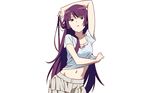  bakemonogatari blue_eyes long_hair monogatari_(series) navel purple_hair senjougahara_hitagi tagme_(artist) vector white 