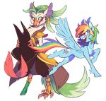  2017 4_toes 8xenon8_(artist) alpha_channel anthro avian beak bird blush captain_celaeno_(mlp) clothing coat cutie_mark digital_media_(artwork) duo equine eyelashes feathered_wings feathers female feral friendship_is_magic fur green_feathers hair hat hi_res hooves horse mammal multicolored_hair multicolored_tail my_little_pony my_little_pony_the_movie open_mouth parrot pegasus piercing pirate pirate_hat pony rainbow_dash_(mlp) rainbow_hair rainbow_tail red_eyes smile talons teeth toes translucent underhoof wings 