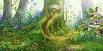  food forest fruit hakumei_to_mikochi highres house nature no_humans official_art raspberry ribs scenery table tree 