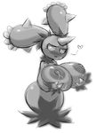  &lt;3 big_breasts blush breasts cactus elfdrago female flora_fauna hi_res huge_breasts humanoid hyper hyper_breasts lactating maractus monochrome nintendo not_furry plant pok&eacute;mon pok&eacute;mon_(species) short_stack simple_background smile solo spikes standing video_games white_background 