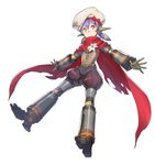  absurdres android belt beret bow flower full_body hana_(xenoblade) hat highres legs_apart lily_(flower) looking_at_viewer low_twintails outstretched_arms puffy_shorts purple_hair red_bow red_scarf rivets robot_joints scarf short_shorts shorts simple_background smile solo supernew torn_scarf twintails white_background xenoblade_(series) xenoblade_2 yellow_eyes 