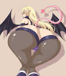  :q appurin ass ass_cutout bad_proportions blonde_hair demon_girl demon_tail from_behind green_eyes huge_ass jpeg_artifacts lotte_no_omocha! mercelida_ygvar pantyhose pointy_ears solo succubus tail tongue tongue_out 