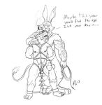  2013 absurd_res anthro armor bdsm bunnymund canine chastity chastity_cage cigar clothing digital_drawing_(artwork) digital_media_(artwork) domination dominatrix dreamworks duo fullbloodlion fur gauntlets gloves hair half-erect hi_res jack_talon knot lagomorph male male/male male_domination mammal monochrome penis piercing plaguedobsession rabbit rise_of_the_guardians sex simple_background smoke smoking whip 