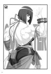  1girl ass back biceps breasts extreme_muscles female flexing god_eater highres looking_at_viewer monochrome muscle muscular_female ren_(tainca2000) solo tachibana_sakuya_(god_eater) 