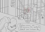  2016 absurd_res anthro balls bdsm bear black_bear bondage bound cock_and_ball_torture digital_drawing_(artwork) digital_media_(artwork) duo english_text erection fur gag gagged hi_res humbler male male/male mammal nude open_mouth penis plaguedobsession polar_bear prison public_use ring_gag sex_toy story story_in_description tally_marks text threat vibrator 