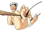  1boy anus ass barefoot blush booty_electric feet haikyuu!! male_focus nude restrained rope solo tagme tears testicles toes 
