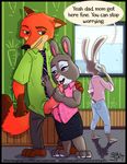  2018 anthro bonnie_hopps canine cellphone disney duo_focus english_text fellatio female fox group infidelity judy_hopps lagomorph male male/female mammal naughtypicturebullshit nick_wilde oral penis penis_through_fly phone poking_out rabbit sex stealth_sex text zootopia 