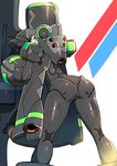  apron arched_back commentary_request darling_in_the_franxx genista_(darling_in_the_franxx) gloves helmet holding holding_weapon humanoid_robot legs md5_mismatch mecha red_eyes robot shigehiro_(hiroi_heya) shoulder_pads simple_background solo standing thick_thighs thighs weapon 
