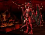  anthro demon dragon hell holding_penis humanoid_penis male nude penis pubes scalie solo uncut weisswinddragon wings 
