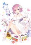  :d absurdres blue_eyes choker dress eyebrows_visible_through_hair fate/grand_order fate_(series) flower fou_(fate/grand_order) gloves hair_between_eyes hair_flower hair_ornament hair_over_one_eye high_heels highres mamehamu mash_kyrielight open_mouth petals pink_flower pink_hair purple_eyes ribbon ribbon_choker see-through short_dress short_hair simple_background smile solo strapless strapless_dress sunglasses white_background white_dress white_flower white_footwear white_gloves white_ribbon yellow_flower 