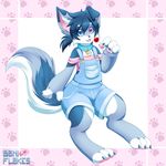  aren_(baniflakes) baniflakes blue_collar blue_eyes blue_nose candy canine claws clothed clothing collar digital_media_(artwork) dog food fur hair hi_res husky lollipop looking_at_viewer male mammal multicolored_eyes open_mouth pawpads purple_eyes simple_background smile solo toes 