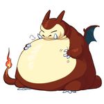  brown_skin charizard claws countershade_torso countershading digital_drawing_(artwork) digital_media_(artwork) emererre_(artist) fire flaming_tail hybrid low_res membranous_wings morbidly_obese nintendo obese overweight pok&eacute;mon pok&eacute;mon_(species) pok&eacute;mon_fusion simple_background sitting snorlax solo sprite tusks video_games white_background white_claws wings 
