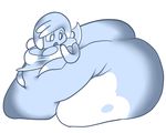  belly big_belly big_breasts blue_eyes blue_hair blue_skin breasts cute female ghost hair morbidly_obese not_furry obese overweight overweight_female quasi quasi-ghost simple_background solo spirit sweer-tomato tentacles white_background 
