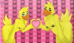  &lt;3 anthro avian beak bird breasts chica_(fnaf) chicken feathers female five_nights_at_freddy&#039;s five_nights_at_freddy&#039;s_2 overweight slighty_chubby smile thevgbear toy_chica_(fnaf) video_games winged_arms wings yellow_feathers 