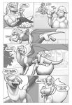  anthro breasts canine casual_nudity comic dialogue dragon duo english_text female feral greyscale male mammal monochrome muscular muscular_male nipples simonaquarius text 