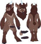  2015 5_toes ahemai ahemai_(maim) animal_genitalia animal_penis anthro balls black_penis blue_eyes brown_fur butt claws demon erection fur hair half-closed_eyes hi_res hooves horn looking_at_viewer maim male mammal mane model_sheet monster multi_nipple nipples nude penis signature simple_background solo standing toes tongue tongue_out white_background wide_hips 