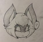  2017 ? anthro bat confusion fangs female hair headshot_portrait mammal nicky_vicious portrait short_hair simple_background sketch slit_pupils smutbunny solo traditional_media_(artwork) white_background 
