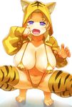  adapted_costume animal_hood animal_print areola_slip areolae barefoot berserker_(final_fantasy) blonde_hair blue_eyes blush breasts cat_hood claw_pose clitoris_slip collarbone covered_nipples eyebrows fangs final_fantasy final_fantasy_v fingernails grin hair_intakes half-closed_eyes hand_up hood hood_up hooded_jacket jacket krile_mayer_baldesion large_breasts leggings long_sleeves looking_at_viewer narisokonai navel no_nose one-piece_swimsuit open_mouth puffy_nipples pussy_peek short_hair sleeves_past_wrists slingshot_swimsuit smile solo spread_legs squatting stomach swimsuit tiger_print tiptoes toenails tongue yellow_jacket yellow_legwear yellow_swimsuit 