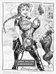  2009 ambiguous_gender anthro areola big_breasts breasts canine collar dog erect_nipples female flashing gun hair huge_breasts human julius_zimmerman lara_croft long_hair looking_at_viewer mammal monochrome nipples pubes pussy ranged_weapon smile tomb_raider undressing weapon zimmerman 