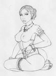  ass breasts bridal_gauntlets corset earrings g-string garters graphite_(medium) greyscale jewelry large_breasts lineart lips lm_(legoman) monochrome necklace nipples panties resident_evil resident_evil_5 sheva_alomar short_ponytail sketch solo tattoo thong toes topless traditional_media underwear 