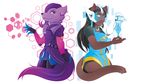  2018 alternate_species anthro beauty_mark black_hair breasts canine clothed clothing cosplay feline female fox fur hair looking_at_viewer mammal overwatch purple_eyes purple_fur ripples_moon_shadow smile sombra_(overwatch) symmetra_(overwatch) video_games 