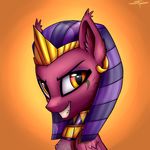  2017 absurd_res digital_media_(artwork) feathered_wings feathers feral friendship_is_magic fur grin hi_res looking_at_viewer mammal my_little_pony setharu smile solo sphinx_(mlp) wings 