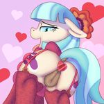  &lt;3 2018 animal_genitalia animal_pussy anus atmosseven bedroom_eyes blue_eyes butt buttplug clitoral_winking clitoris clothing coco_pommel_(mlp) cyan_hair dock earth_pony equine equine_pussy eyebrows eyelashes female feral floppy_ears flower flower_in_hair friendship_is_magic garter_belt garter_straps half-closed_eyes hi_res holidays horse legwear lingerie looking_at_viewer looking_back makeup mammal mascara mostly_nude my_little_pony nightgown open_mouth open_smile plant pony portrait pose presenting presenting_hindquarters purple_background pussy pussy_juice raised_tail rear_view seductive sex_toy simple_background smile solo standing stockings thigh_highs three-quarter_portrait tongue tongue_out valentine&#039;s_day 
