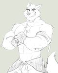  2018 abs anthro biceps canine chest_tuft clothed clothing dog fur hi_res kemono male mammal muscular muscular_male o-ro pecs tuft 
