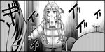  1koma 2girls admiral_(kantai_collection) aoki_hagane_no_arpeggio beanie cart coat comic crossover door greyscale hat jacket kaname_aomame kantai_collection kongou_(aoki_hagane_no_arpeggio) kongou_(kantai_collection) long_hair monochrome multiple_girls namesake pantyhose pout scarf sidelocks symbol winter_clothes winter_coat 