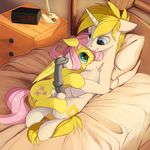  2018 absurd_res animal_genitalia animal_penis balls bed cutie_mark drawers duo equine equine_penis erection fan_character feathered_wings feathers female feral fluttershy_(mlp) friendship_is_magic hair hi_res horn inside lying male male/female mammal medial_ring my_little_pony on_back on_bed on_side pegasus penis pillow pink_hair pussy smile unicorn vistamage wings 