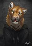  2017 alradeck black_lips clothing digital_media_(artwork) feline green_eyes hoodie lion mammal solo whiskers 